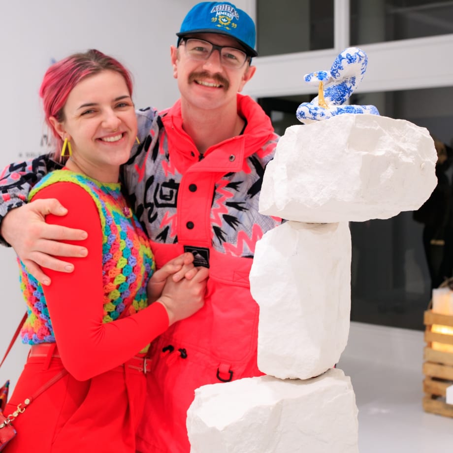 Guests at Brock DeBoer's solo exhibition "No Bull" opening reception