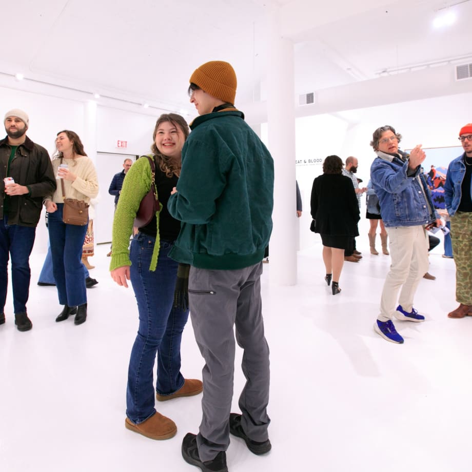 Guests at Jeremy Booth's solo exhibition "Sweat & Blood" opening reception