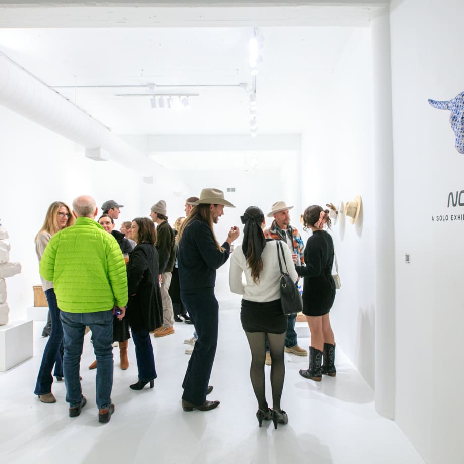 Guests at Brock DeBoer's solo exhibition "No Bull" opening reception