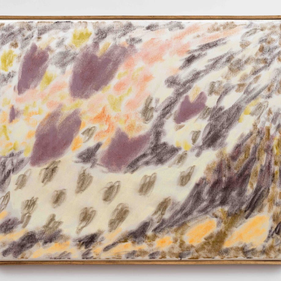 Larissa Lockshin Untitled (Narrow Sea), 2023 Oil and soft pastel on satin with wood frame 47 x 57.1 cm 18...