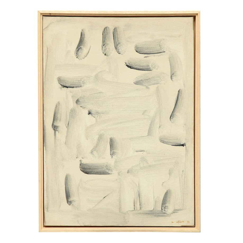 Lee Ufan , with winds, 1991, olio e pigmenti minerali su tela, cm 70x50