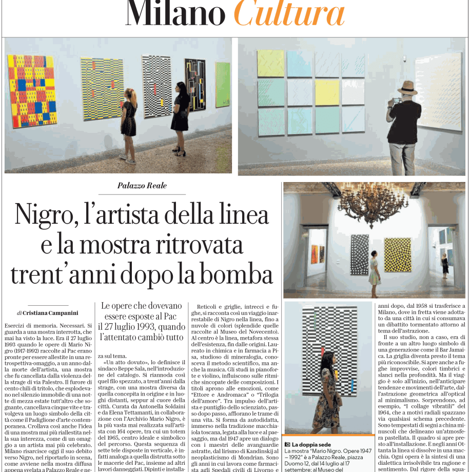 Articolo dedicato alla mostra, in La Repubblica Milano, 14 luglio 2023.