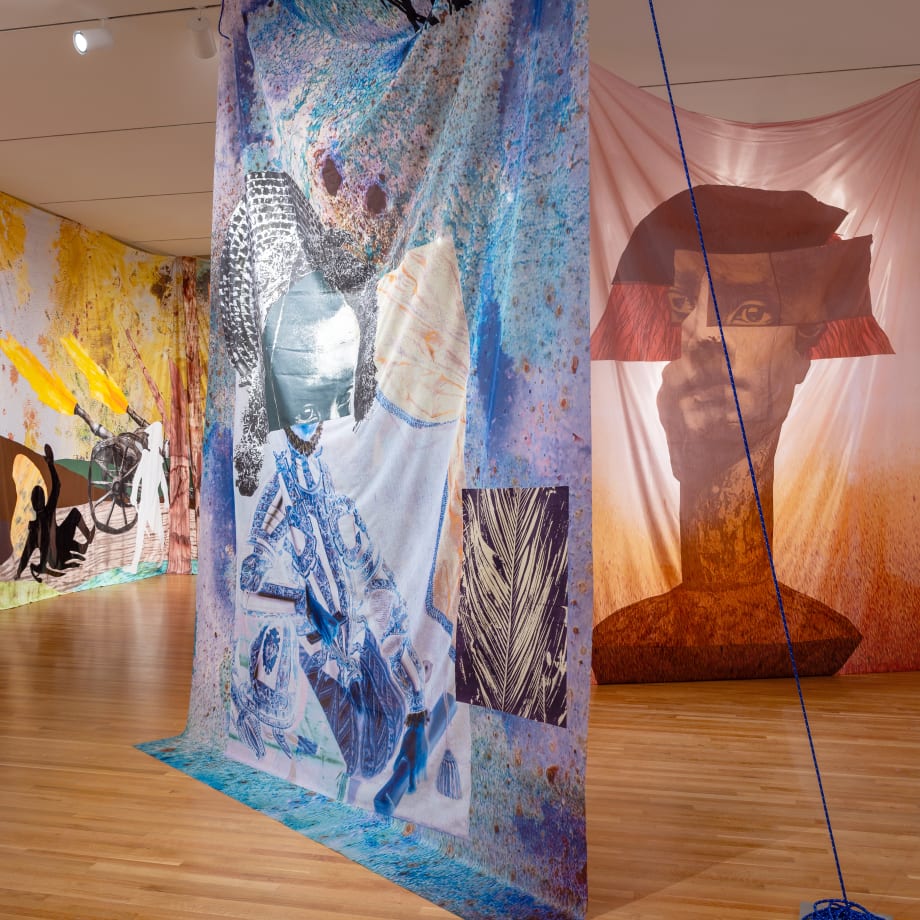 Raphaël Barontini: I live a journey of a thousands years. Installation views. Courtesy Currier Museum of Art. Photos by Morgan Karanasios.