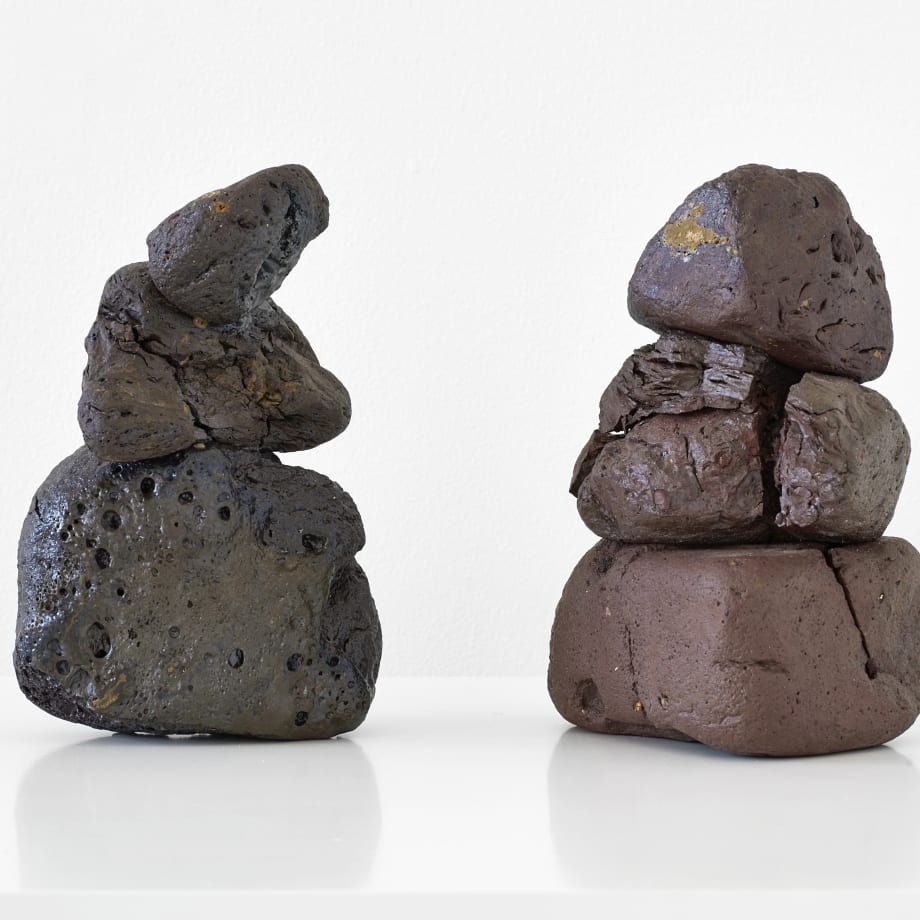 Emily Hesse Alcmene and Galanthis (Finding Mycenae 2011 - ongoing) , 2015 Ceramic, found local brick and copper. 21.5 x 7 x 13 cm (Alcmene) 21 x 13.7 x 12.5 cm (Galanthis) Courtesy of the artist and Workplace Foundation
