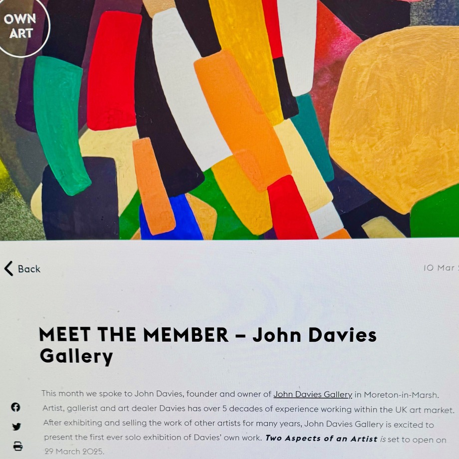 Interview with John Davies, Own Art magazine features John Davies and his exhibition in this month's issue