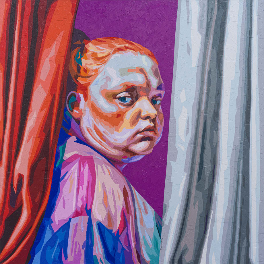 Untitled , 2024 Acrylic and paper collage on canvas 150 x 150 cm