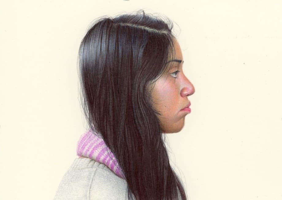 Nicolas Sanchez Mariana in profile, 2016 Colored ballpoint pen on paper 12,7 x 17,8 cm