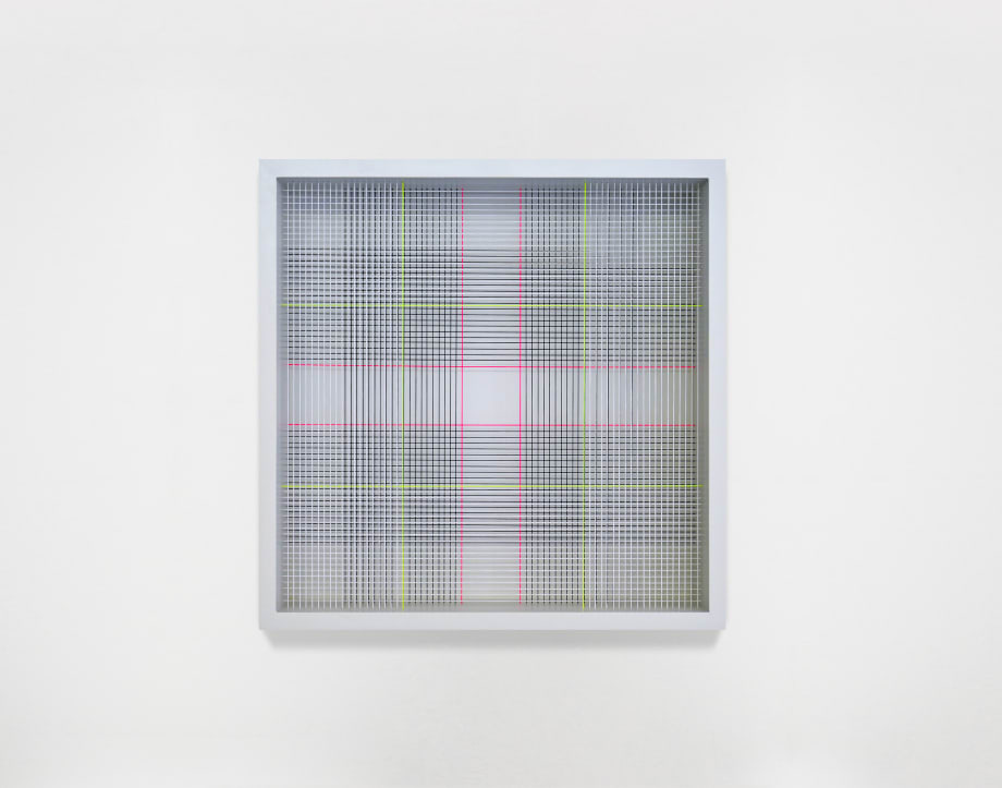 Jeongmoon Choi Dear Mondrian - Neon, 2017 Threads, wooden frame 38 x 38 x 6 cm