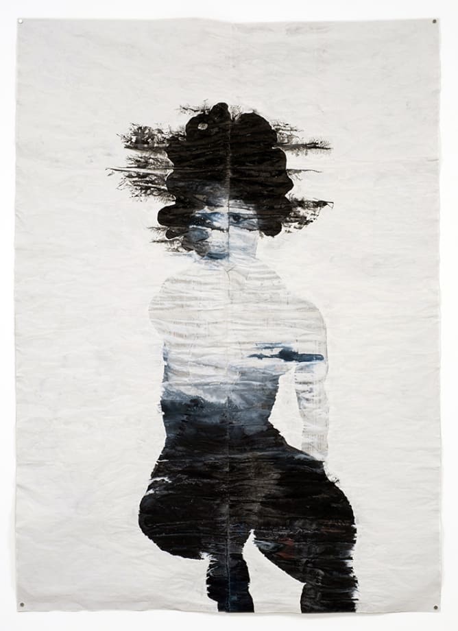 Gabriel Vormstein Vilas Ecto, 2012 Pencil, watercolor, wallpaint on newspaper 61 x 43 7/8 in. 155.0 x 111.5 cm