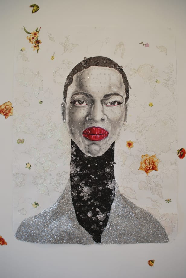 Ebony G. Patterson Untitled Species II, 2010 mixed media on paper 66 3/4 x 50 in. 169.55 x 127.0 cm