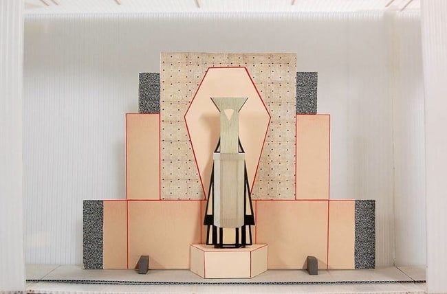 Diane Simpson Window Dressing: Apron 1, 2007 Oil stain on MDF, polyester fabric 104 x 130 x 28 in. 264.16 x 330.2 x 71.12 cm