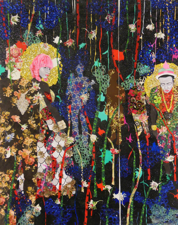 Ebony G. Patterson Duppy Treez, 2013 Mixed media on paper 78 1/2 x 63 in. 199.39 x 160.02 cm