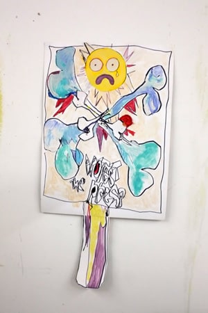 Pedro Velez Protest the Press, 2014 Acrylic, graphite, sharpie on HELL in LAMB UC poster 37 x 22 inches