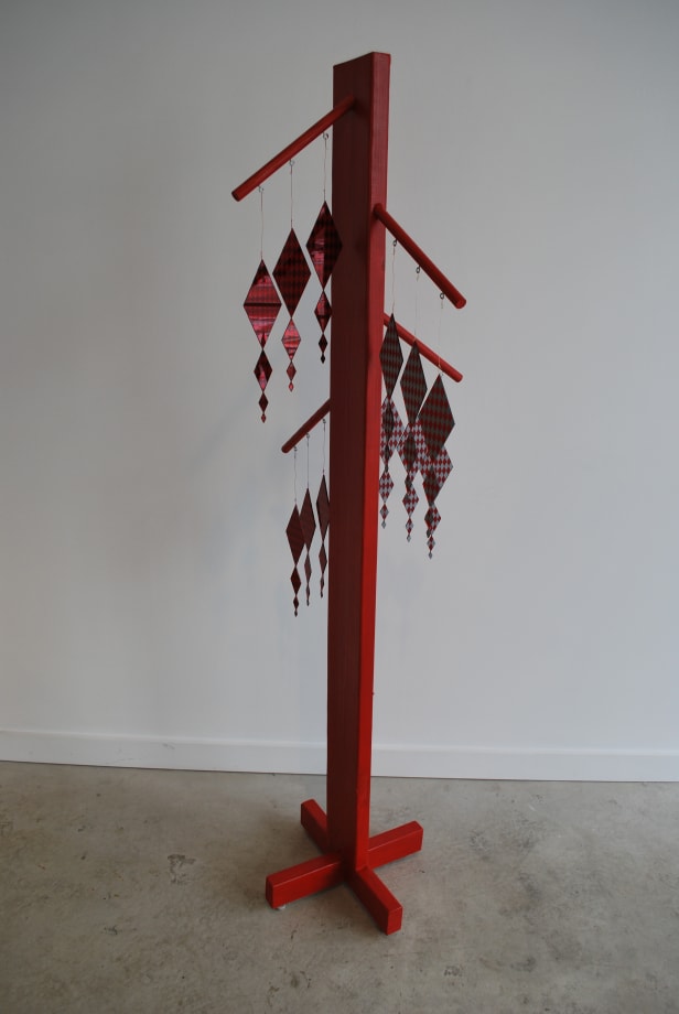 Dan Gunn Heraldic Marker, 2011 wood, acrylic paint, mirrored acrylic and wire 68 x 24 x 24 in. 172.72 x 60.96 x 60.96 cm