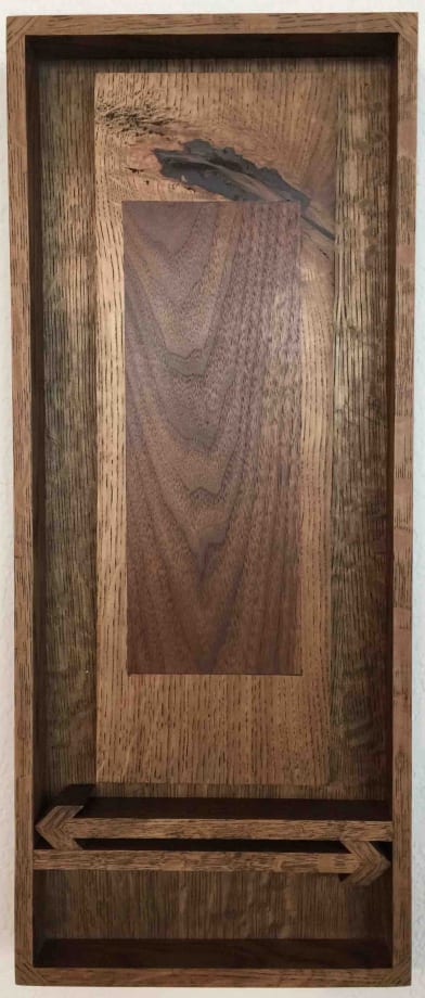 Nate Young Reliquary for a Declaration No. 7, 2015 Oak with walnut inlay 24 x 9 x 2 1/2 in. 60.96 x 22.86 x 6.35 cm