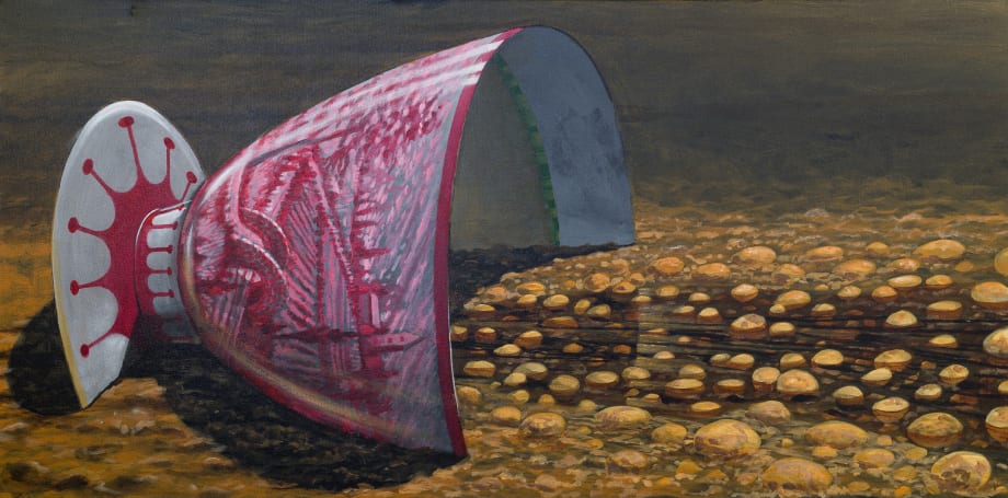 Derek Cowie Filling The Golden Estuary, 2024 Acrylic on canvas 610mm x 1220mm