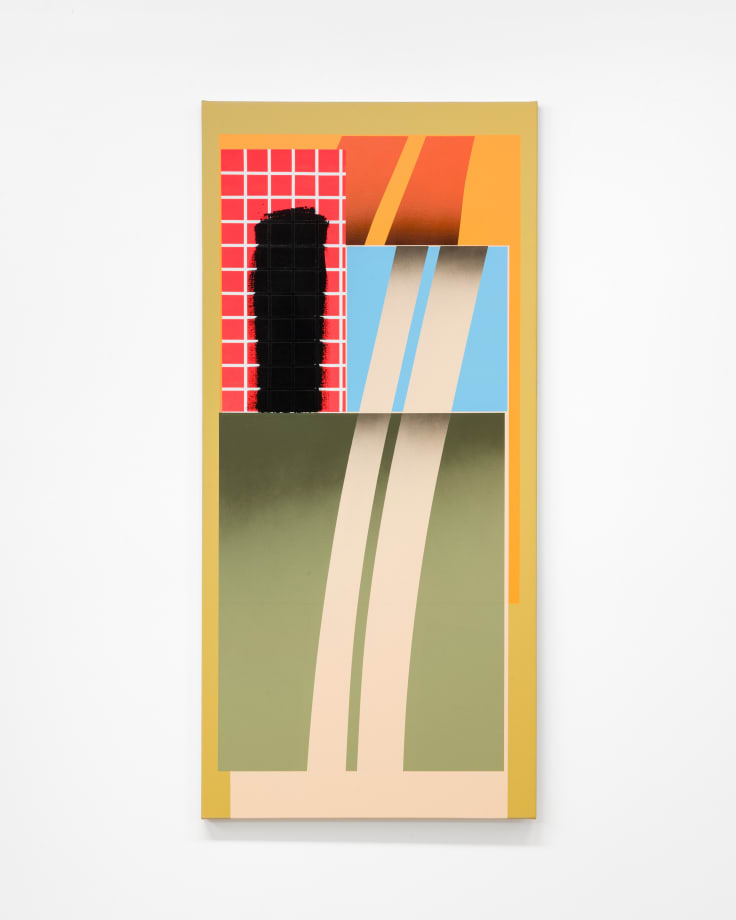 Ed Bats This One, 2024 Acrylic and aerosol on polycotton 1500mm x 700mm