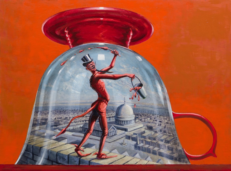 Derek Cowie Painting the Town Red, 2022 Oil on canvas 760mm x 1200mm