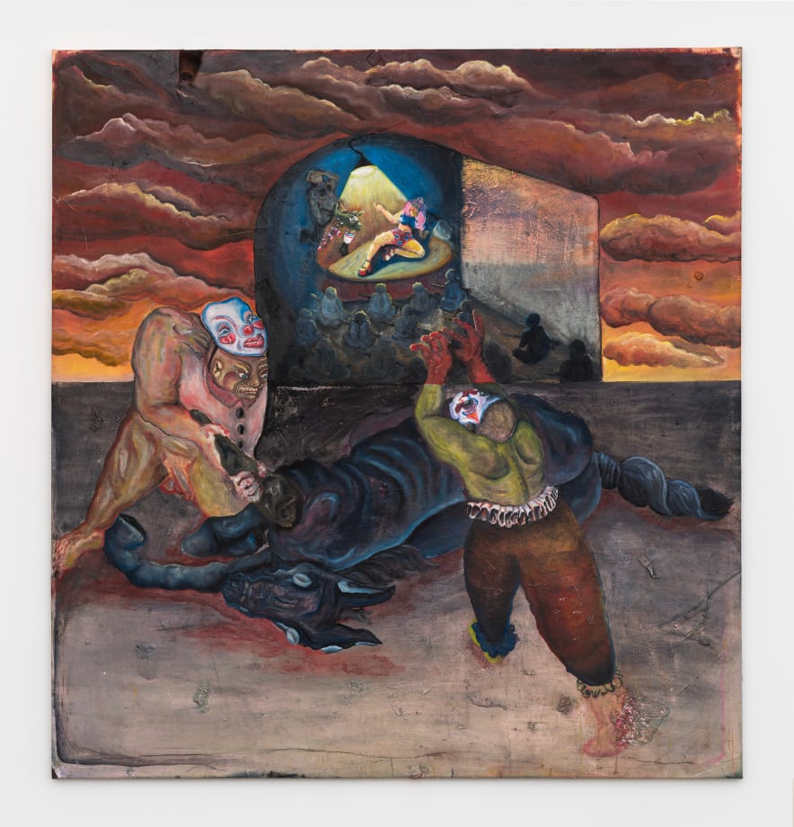 Savannah Claudia Levin Unthinkers Two - In The Violent Hour, 2022 oil on canvas 76"H x 72"L x 2"W