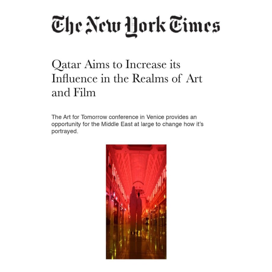 Qatar Aims to Increase its Influence in the Realms of Art and Film, The Art for Tomorrow conference in Venice...