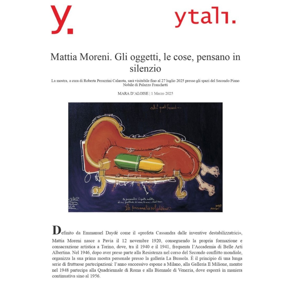Mattia Moreni. Gli oggetti, le cose, pensano in silenzio, La mostra, a cura di Roberta Perazzini Calarota, sarà visitabile fino...