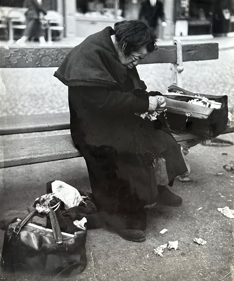 John Deakin, Paris - Clocharde (woman on bench), c.1950