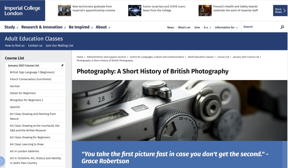 NEW PARTNERSHIP: IMPERIAL COLLEGE ANNOUNCE A NEW COURSE ON BRITISH PHOTOGRAPHY