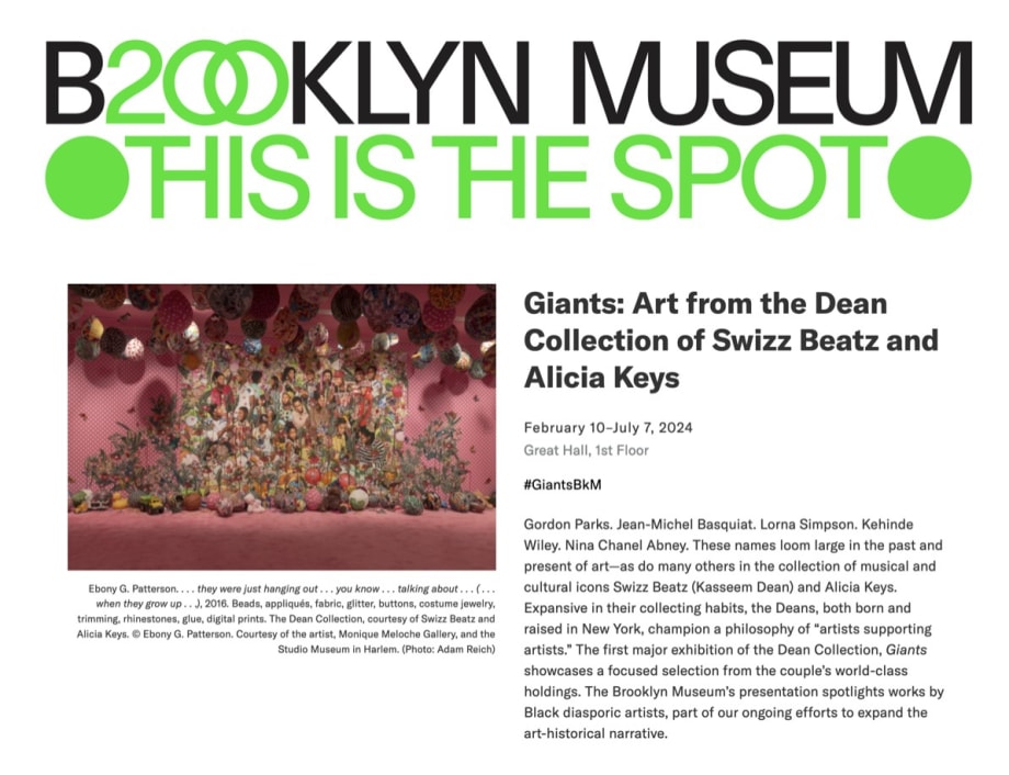 Brooklyn Museum: Giants: Art from the Dean Collection of Swizz Beatz and Alicia Keys