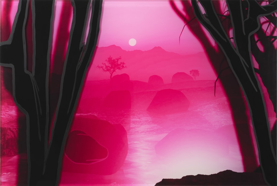 Cian Duggan, BORN, BORN, BORN, 2025, enamel on UV printed acrylic sheet, 100 x 150 x 2 cm