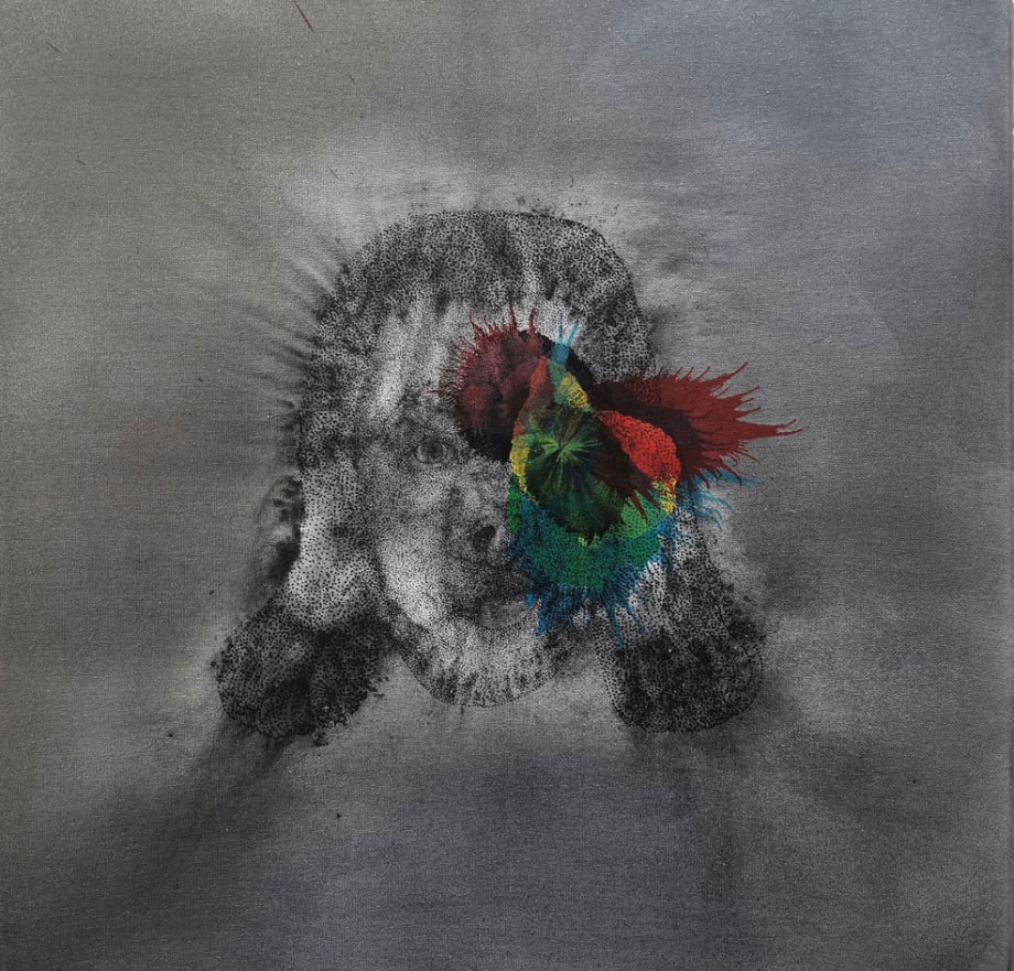 Faisal Samra, PSF-P2, 2023, Charcoal, Ink & Oil and Canvas 50.5 x 50.5 cm