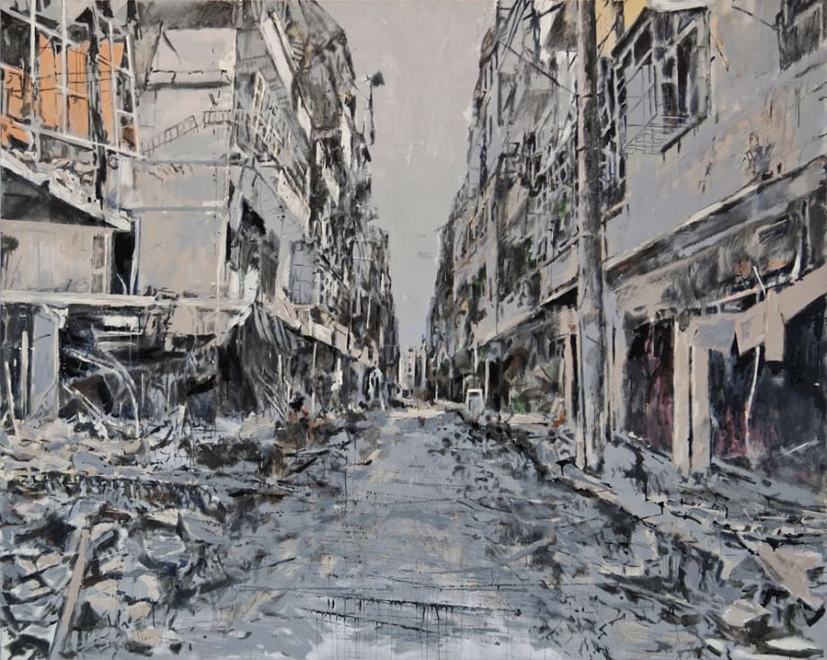 Tammam Azzam, Storeys series, 2015, Acrylic on Canvas, 200 x 250 cm