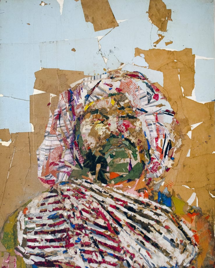 Tammam Azzam, Untitled, 2019, Paper collage on canvas, 99 x 78.7 cm