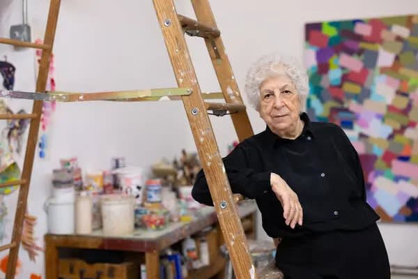 Portrait of Samia Halaby in her studio