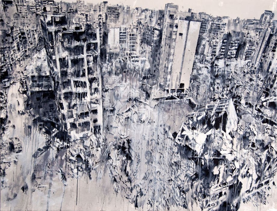 Tammam Azzam, Storeys series, 2015, Acrylic on Canvas, 180 x 235 cm