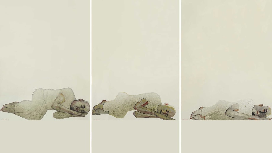 Khaled Takreti, Untitled, 2007, Oil on Paper, 58 x 129 cm