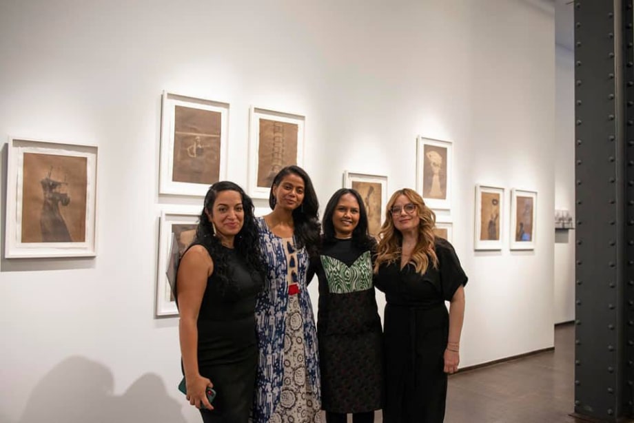 Left to right: Artist Sama Alshaibi, Curator Grace Aneiza Ali, Artist Suchitra Mattai and Pen + Brush Associate Executive Director Dawn Delikat. (Eliza Piccinini)