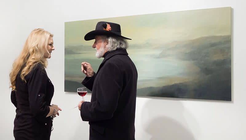 Elizabeth Rees at her exhibition opening