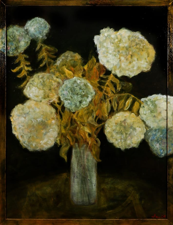 Framed painting by George Savill titled Arrangement