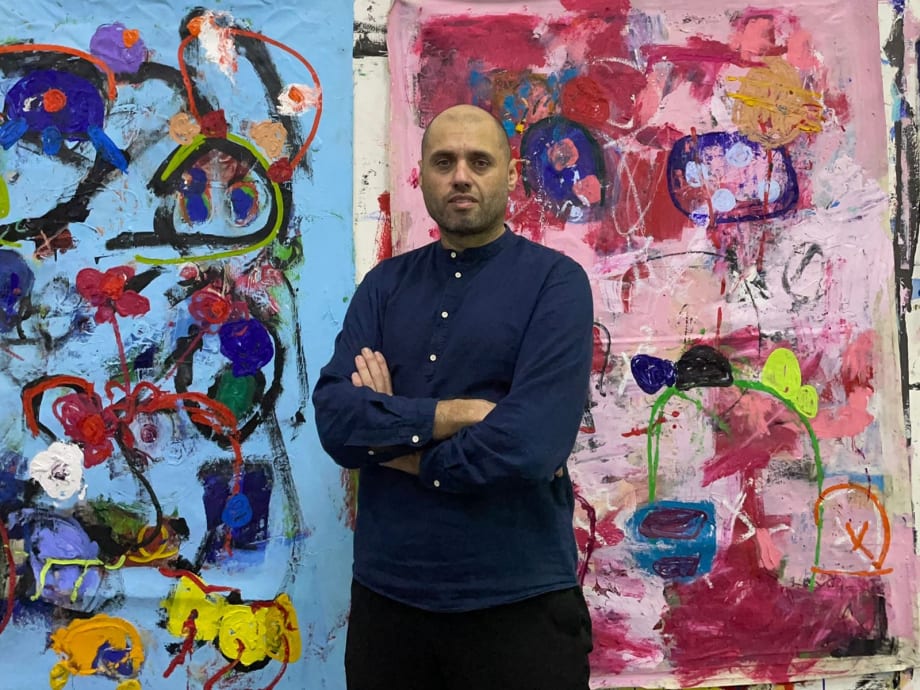 Portrait of Taher Jaoui in his studio in Dubai, UAE