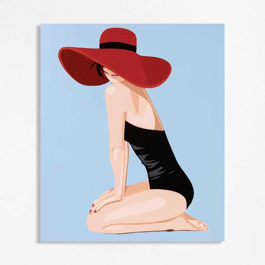 Orit Fuchs painting with girl with red sun hat