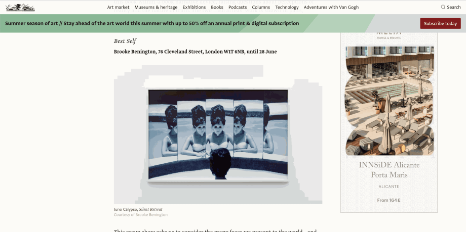 BEST SELF at Brooke Benington in The Art Newspaper