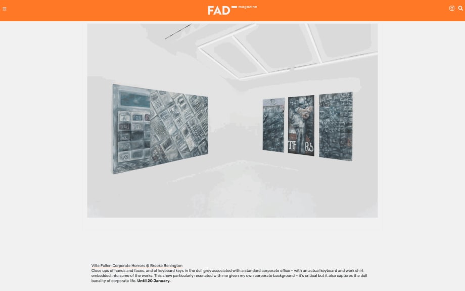 Viltė Fuller features on Fad Magazine's Top 5 Exhibitions To See in London