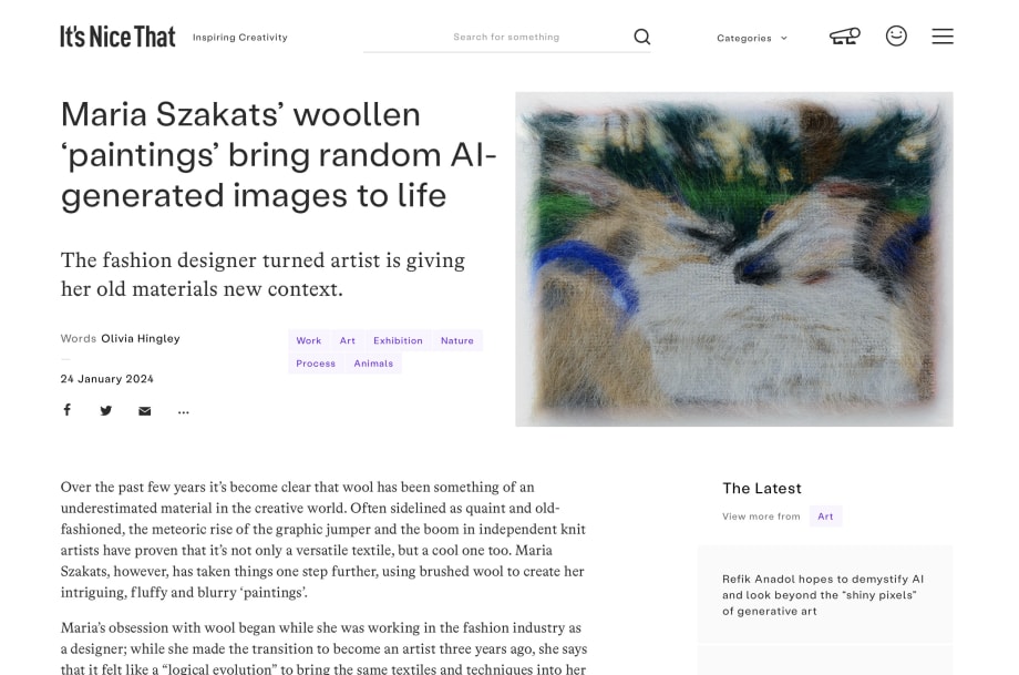 Maria Szakats features on It’s Nice That