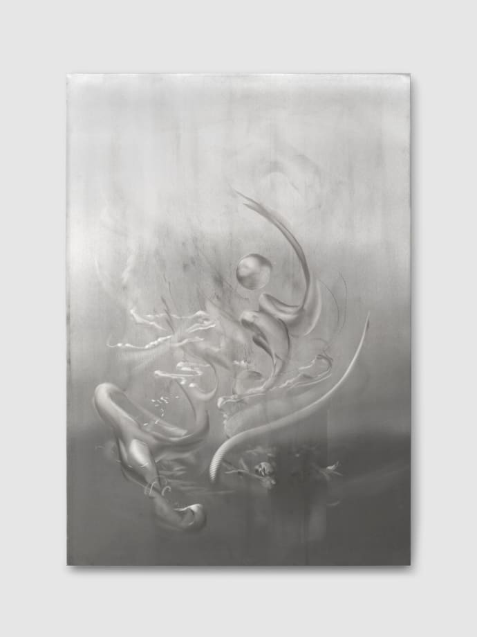 Elli Antoniou, permanent present, 2024, Stainless steel, 118.9 x 84.1 cm