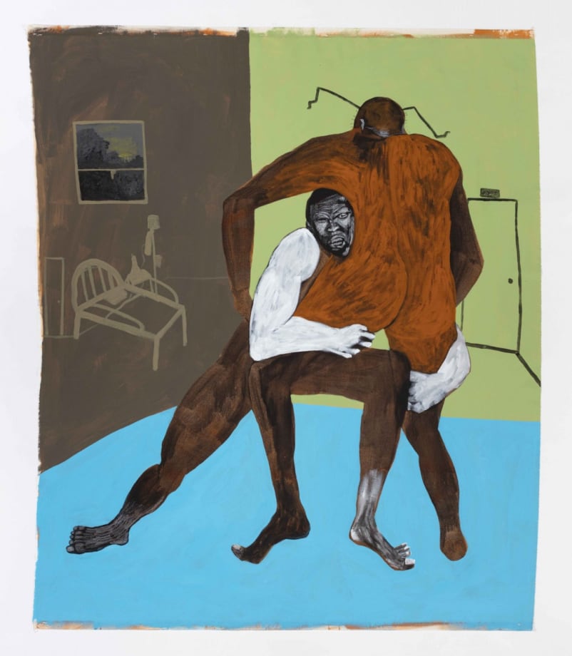 Shadi Al-Atallah, My souls spills into yours, 2023, Acrylic, ink, oil pastel and pencil on canvas, 182.9 x 152.4 cm