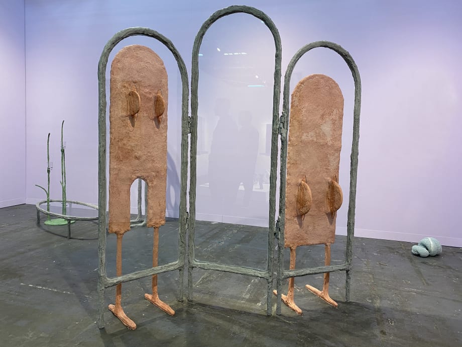 Oren Pinhassi, 'Stalls', 2020, steel, glass, plaster, burlap, sand and pigment, 203.2 x 182.9 x 35.6 cm