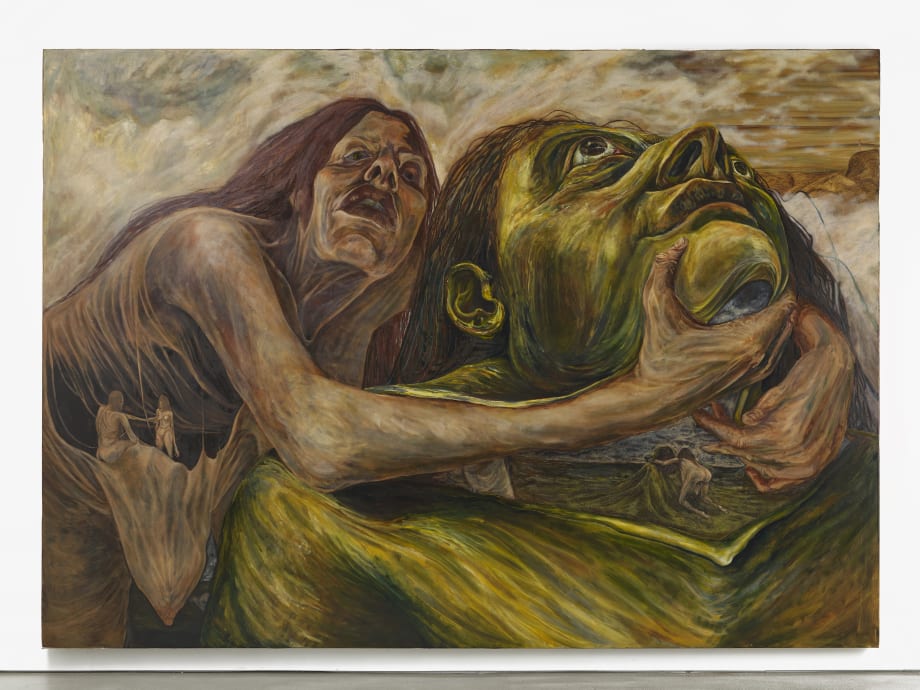 Nour el Saleh, Aggressive Camouflage, 2022, oil and oil pastels on canvas, 225 x 315 cm, 88 5/8 x 124 1/8 in.