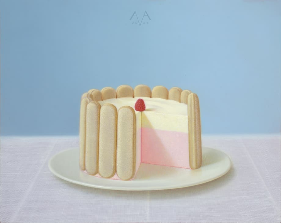 Arnout van Albada Charlotte Raspberry, 2023 Egg tempera & oil on panel 38 x 48 cm