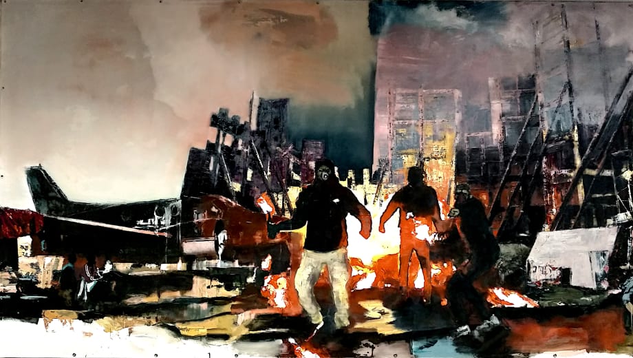 Jarik Jongman - The Uprising - 2020 - Oil & latex on pvc - 225 x 400 cm