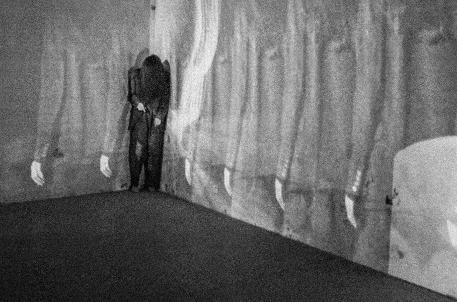 The Moment Before, 2023, hybrid video installation and dance performance (Concept and Performer: Sanja Nešković Peršin, Curator: Yasmín Martín Vodopivec, Set-up and video: Atej Tutta, Music: Sašo Kalan, Production: NOT Space for Art, Photo: Atej Tutta)